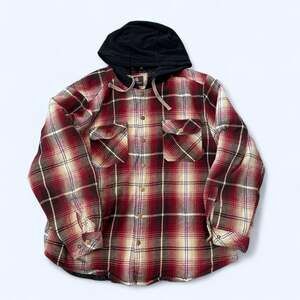 Legendary Outfitters Red Plaid Quilted Flannel Hoodie Jacket XXL